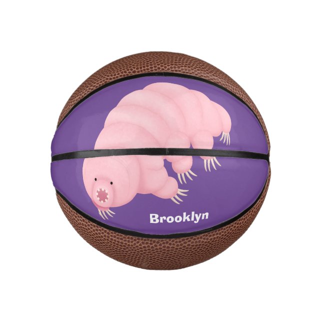 Cute pink tardigrade water bear cartoon  mini basketball (Front)