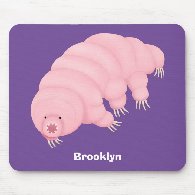 Cute pink tardigrade water bear cartoon  mouse mat (Front)
