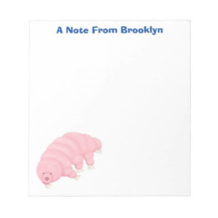 Cute pink tardigrade water bear cartoon notepad
