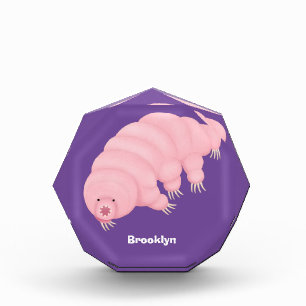 Cute pink tardigrade water bear cartoon  photo block