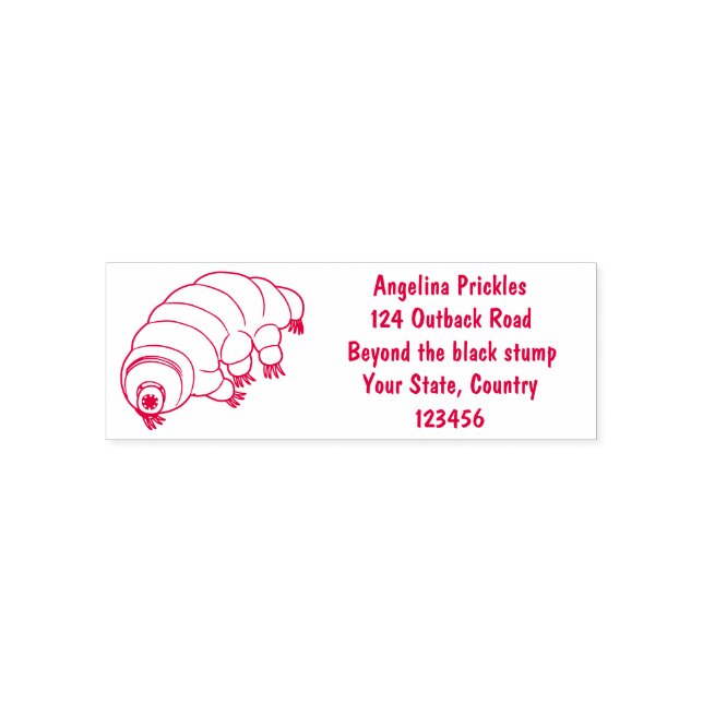 Cute pink tardigrade water bear cartoon self-inking stamp (Design)