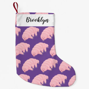 Cute pink tardigrade water bear cartoon small christmas stocking
