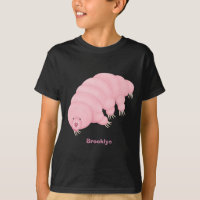 Cute pink tardigrade water bear cartoon