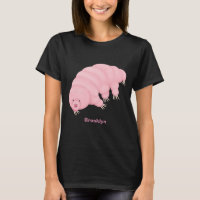 Cute pink tardigrade water bear cartoon