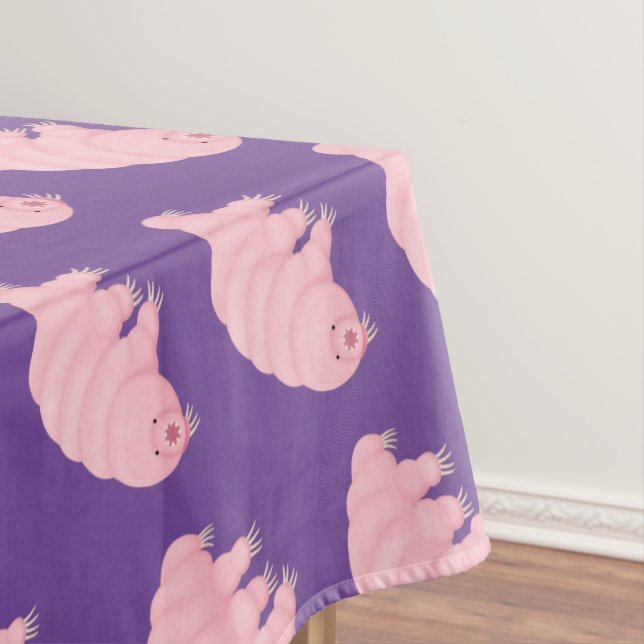 Cute pink tardigrade water bear cartoon tablecloth (In Situ)
