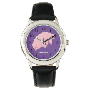 Cute pink tardigrade water bear cartoon watch