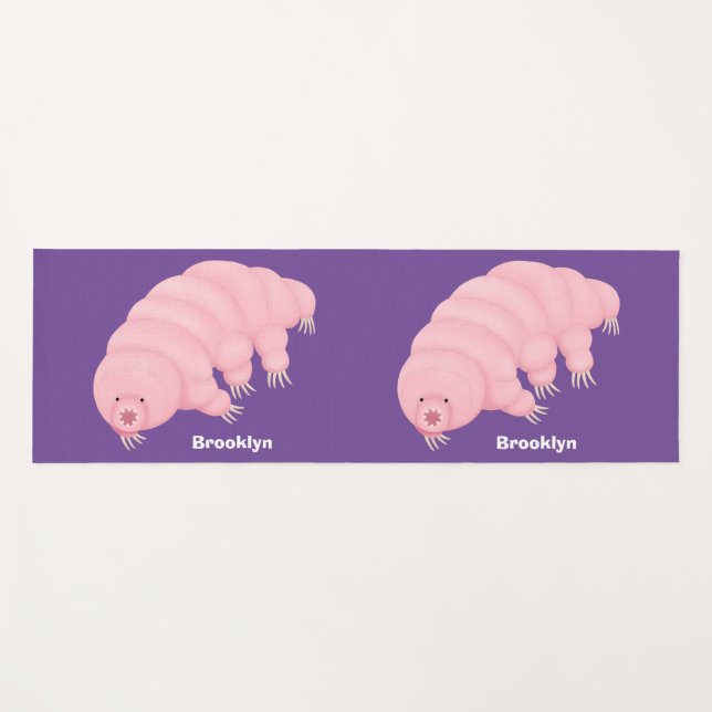 Cute pink tardigrade water bear cartoon  yoga mat (Front (Horizontal))