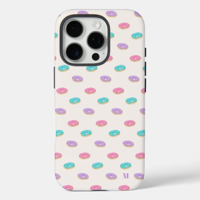 Cute Pink Teal Purple Doughnuts Pattern Personalis Case-Mate iPhone Case (Back)
