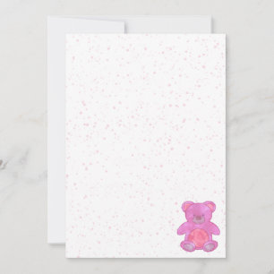 Cute Pink Teddy Bear Custom Invitation
