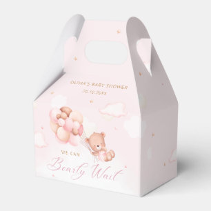 Cute Pink Teddy Bear Girl Baby Shower Thank You  Favour Box