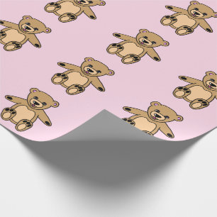 Cute Pink Teddy Bear Girl Pattern  Wrapping Paper