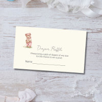 Cute Pink Teddy Bear Golfing Diaper Raffle Ticket