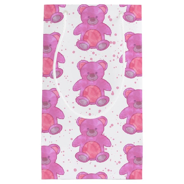 Cute Pink Teddy Bear Small Gift Bag (Front)