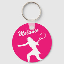Cute pink tennis silhouette keychain for girl