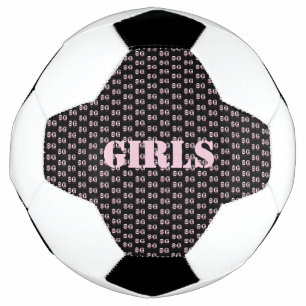 Cute Pink Text Girls Soccerball Football