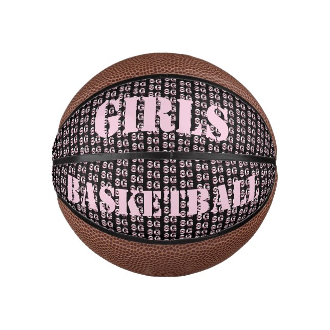 Cute Pink Text Mini Girls Basketball (Front)