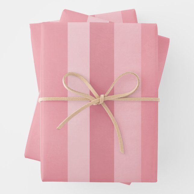 Cute Pink Textured Stripes Pattern Wrapping Paper Sheet (In situ)