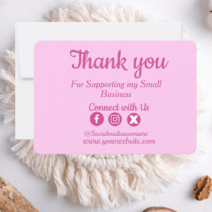 Cute pink Thank you cards Small business