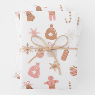 Cute Pink Themed Christmas Wrapping Paper Sheet