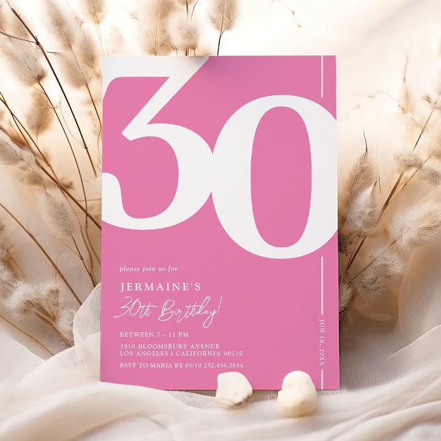 Cute Pink Thirty 30th Birthday Party Invitation (Creator Uploaded)