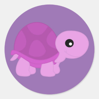 Cute Pink Tortoise Classic Round Sticker