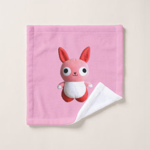 Cute Pink Toy Bunny Wash Cloth