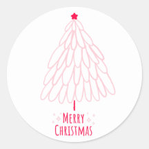 Cute Pink Tree Modern Merry Christmas 