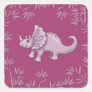 Cute Pink Triceratops Stickers