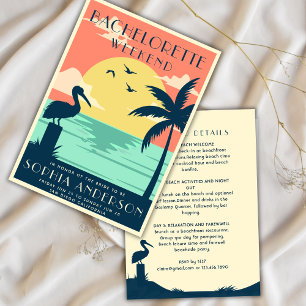 Cute PInk Tropical Bachelorette Weekend Party Invitation