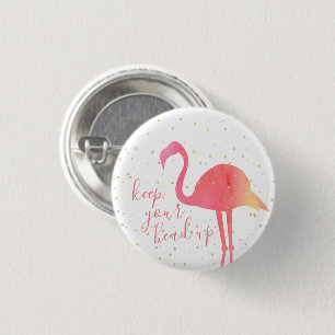 Cute Pink Tropical Watercolor Flamingo Keep Your 3 Cm Round Badge