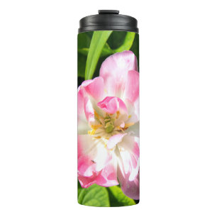 Cute pink tulip thermal tumbler
