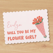 Cute Pink Tulips Personalised Flower Girl Proposal