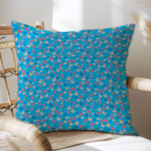 Cute pink turquoise teal butterfly pattern cushion