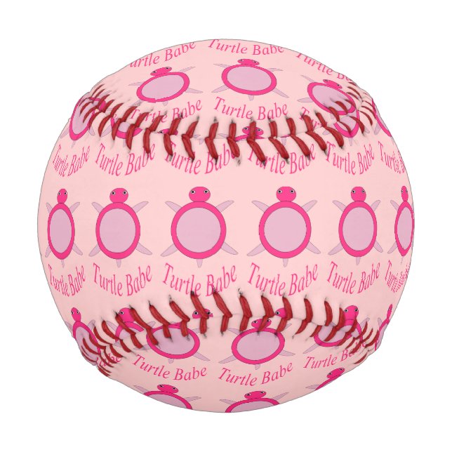 Cute Pink Turtle Babe Baseball (Front)