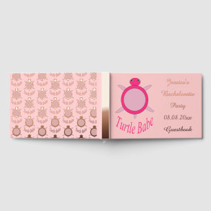 Cute Pink Turtle Babe Custom Bachelorette Party Guest Book