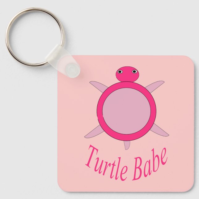 Cute Pink Turtle Babe Custom Key Ring (Front)