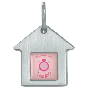 Cute Pink Turtle Babe Custom Pet Tag