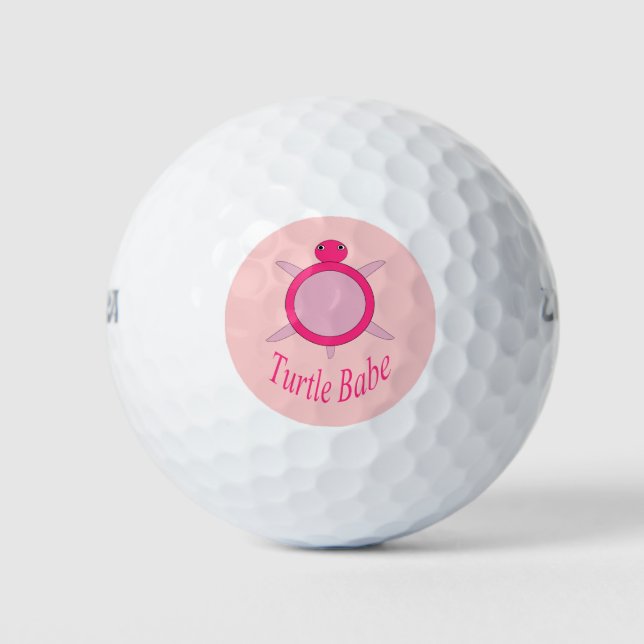 Cute Pink Turtle Babe Golf Ball (Front)