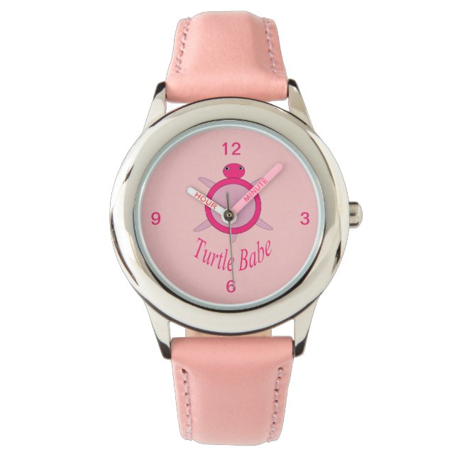 Cute Pink Turtle Babe Kids Watch (Front)