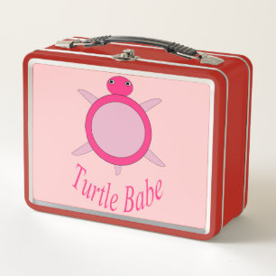 Cute Pink Turtle Babe Metal Lunch Bo Box