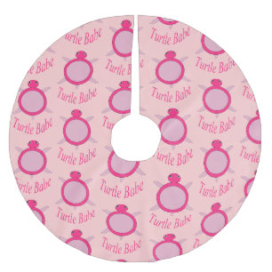 Cute Pink Turtle Babe Tree Skirt