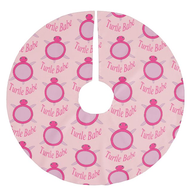 Cute Pink Turtle Babe Tree Skirt (Front)