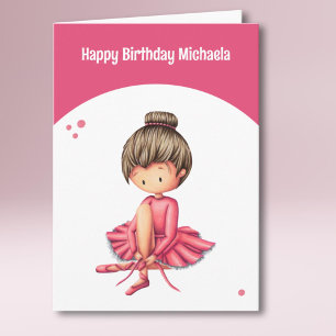 Cute Pink Tutu Ballerina Girl Birthday Card