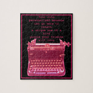 Cute Pink Typewriter Personalised Jigsaw Puzzle