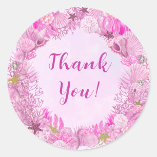 Cute Pink Under the Sea Girl Baby Shower Classic Round Sticker