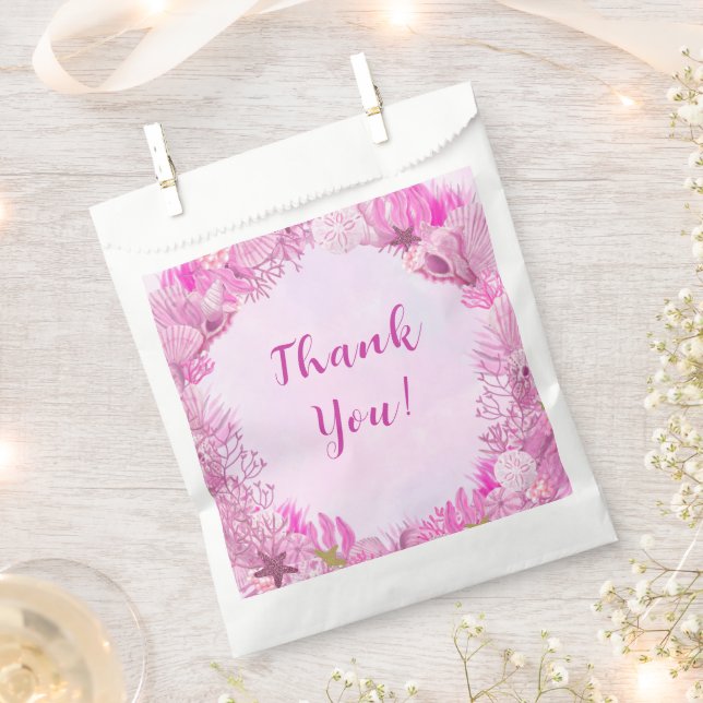 Cute Pink Under the Sea Girl Baby Shower Favour Bags (Clipped)
