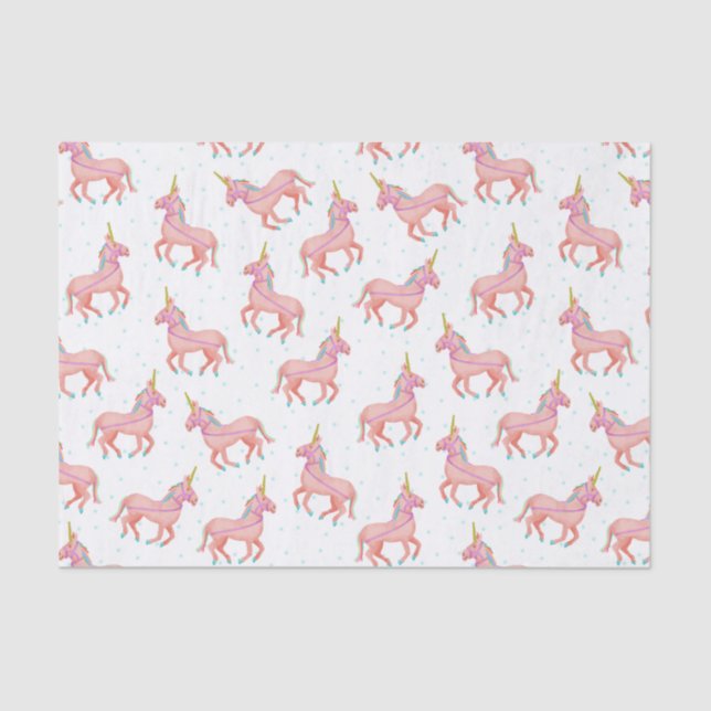 Cute Pink Unicorn Baby Shower Pattern Tissue Paper (Front)