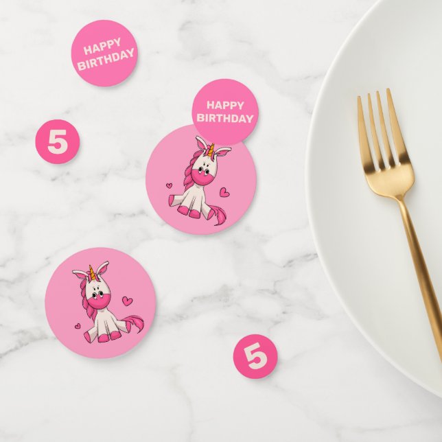 Cute Pink Unicorn Birthday Party Confetti (Group)