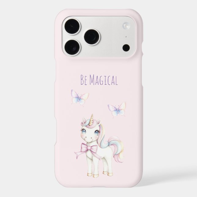 Cute Pink Unicorn Butterflies Be Magical (Back)