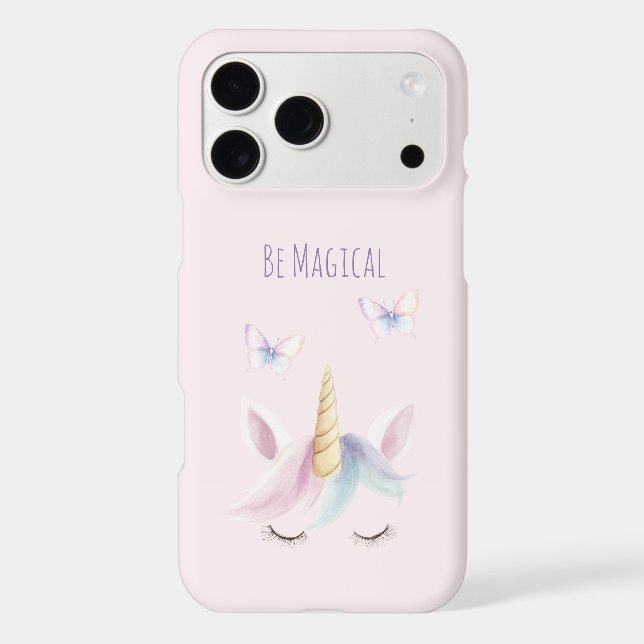 Cute Pink Unicorn Butterflies Face Be Magical (Back)